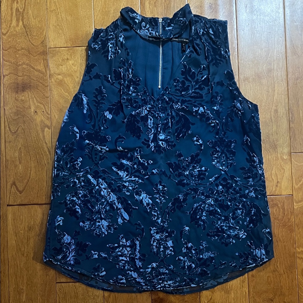 White House Black Market Velvet Burnout Floral Blouse Size 14 Whimsigoth Grunge